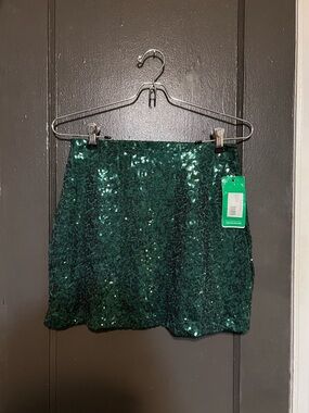 Tipsy Elves Emerald Green Sequin Mini Skirt